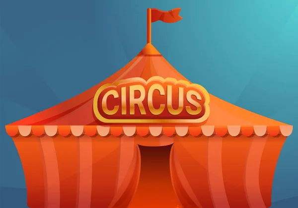 Circus on blue background concept banner, cartoon style — Stock Vector