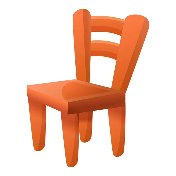 Ícone de cadeira de madeira, estilo dos desenhos animados — Vetor de Stock