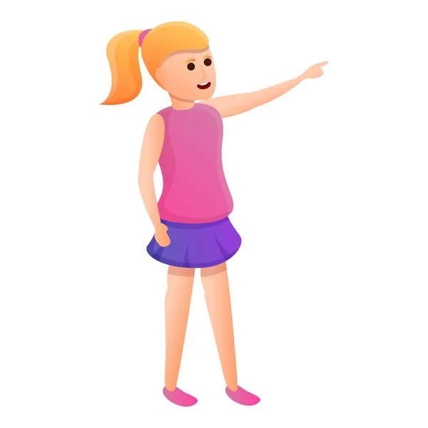 Menina mostrar ícone de estátua de excursão, estilo dos desenhos animados — Vetor de Stock