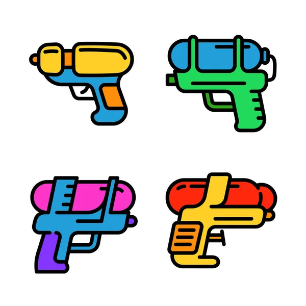 Squirt gun icons set, estilo esboço — Vetor de Stock