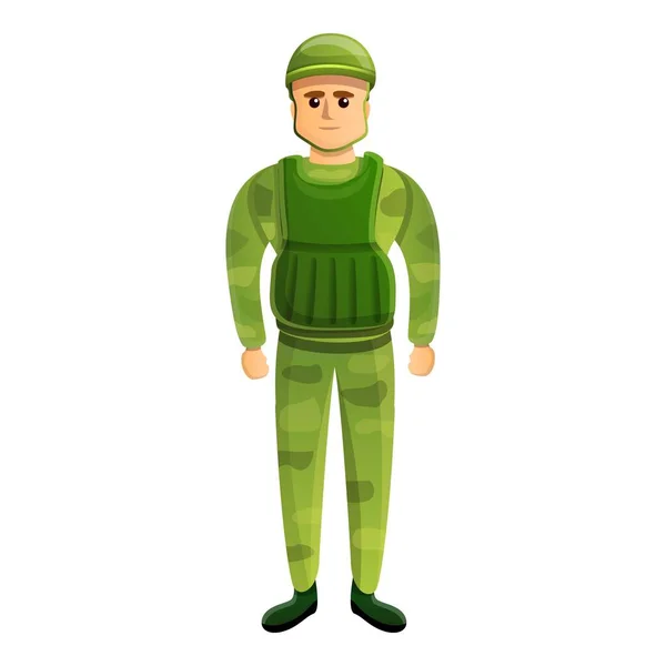 Soldier bulletproof icon, cartoon style — Stock Vector