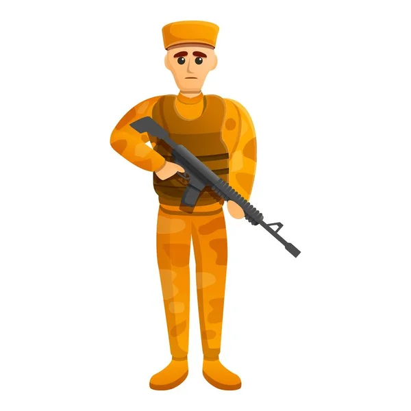 Combat desert soldier icon, cartoon style — Stock Vector