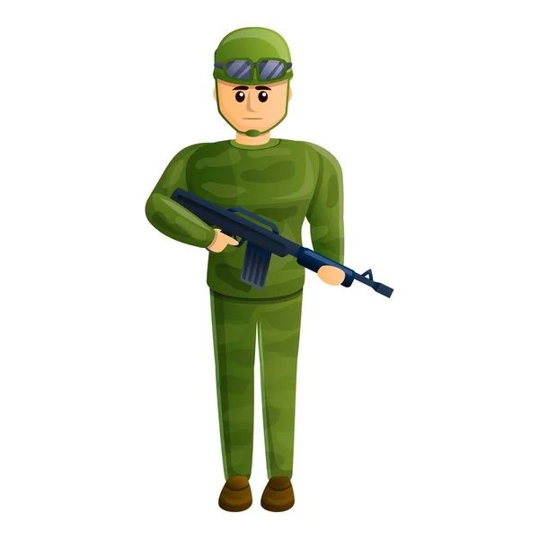Combat soldier icon, cartoon style — Stock Vector