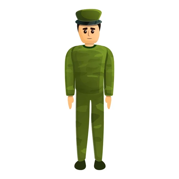 Triste icona soldato, stile cartone animato — Vettoriale Stock