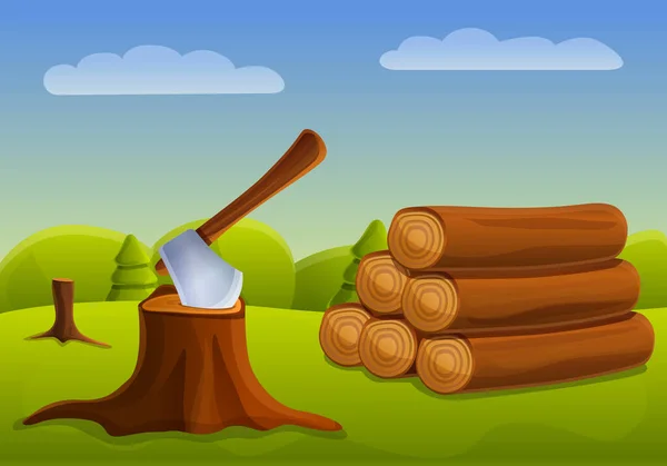 वन अवधारणा बैनर, कार्टून शैली नीचे काटना — स्टॉक वेक्टर