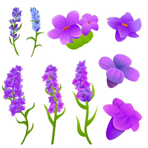 Lavendel ikoner set, tecknad stil — Stock vektor