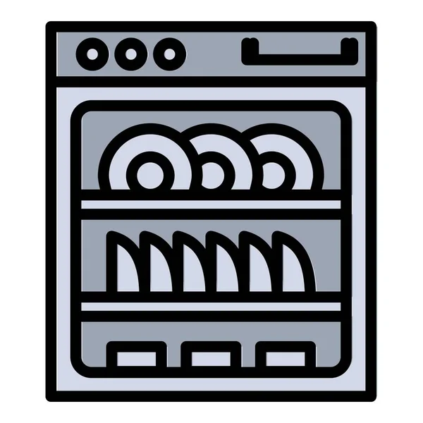 Modern bulaşık makinesi simgesini, anahat stili — Stok Vektör