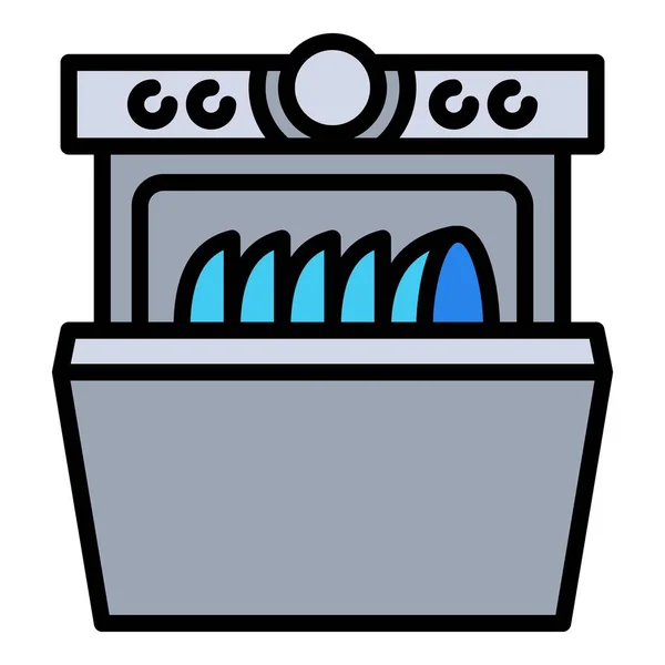 Icône lave-vaisselle maison, style contour — Image vectorielle