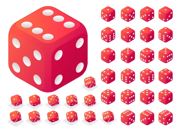 Dice icons set, isometric style — Stock Vector