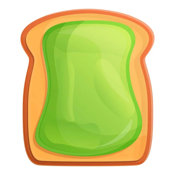 Grüne Marmelade Toast-Ikone, Cartoon-Stil — Stockvektor