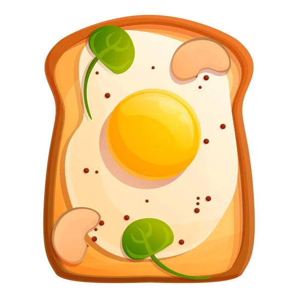 Icono de tostada de huevo frito por la mañana, estilo dibujos animados — Vector de stock