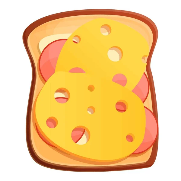 Toast cheese icon, cartoon style — Stock Vector