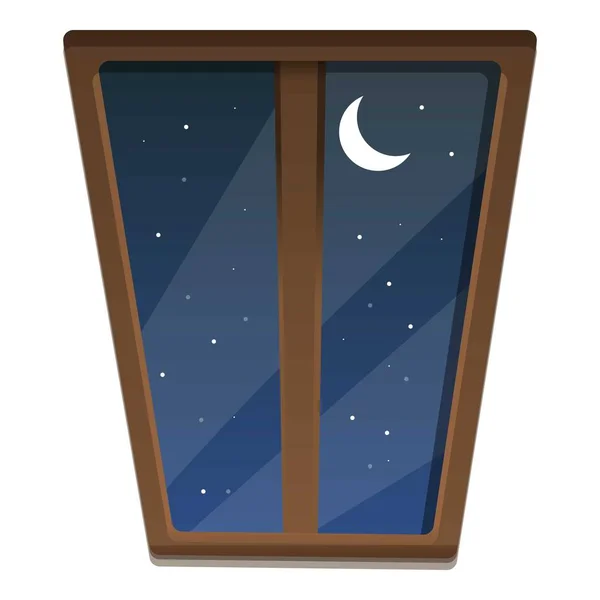 Ventana noche icono al aire libre, estilo de dibujos animados — Vector de stock