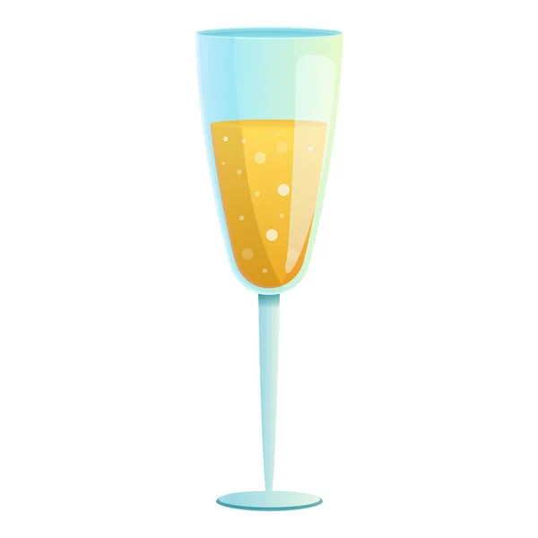 Icône de verre de champagne de fête, style dessin animé — Image vectorielle