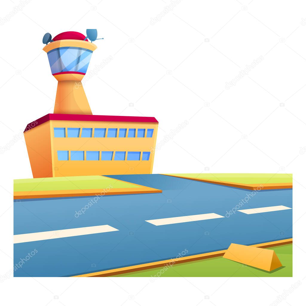 Airport tower icon, cartoon style