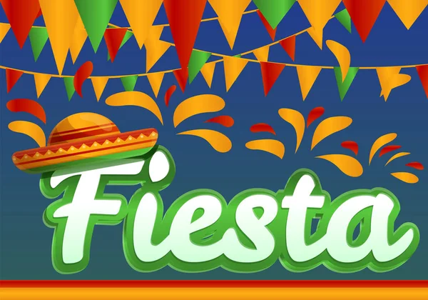 Fiesta concept banner, cartoon style — Stock Vector