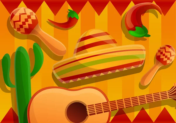 Banner conceito fiesta mexicano, estilo dos desenhos animados — Vetor de Stock