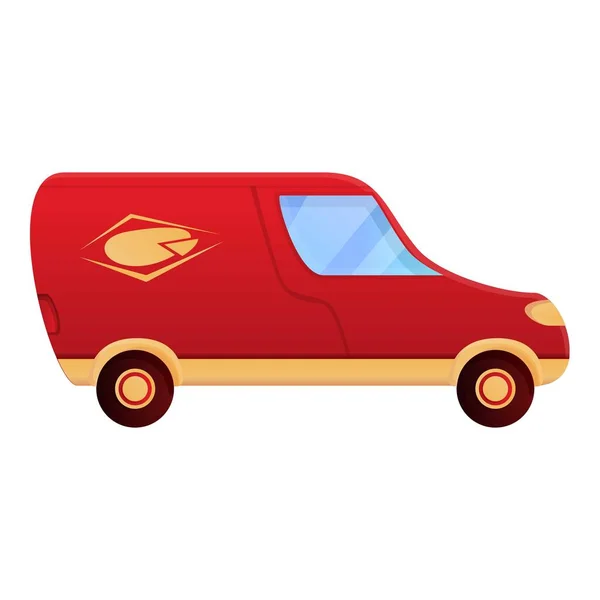 Пицца доставка фургона икона, стиль мультфильма — стоковый вектор