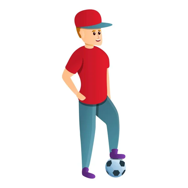 Icono de pelota entrenador de fútbol, estilo de dibujos animados — Vector de stock