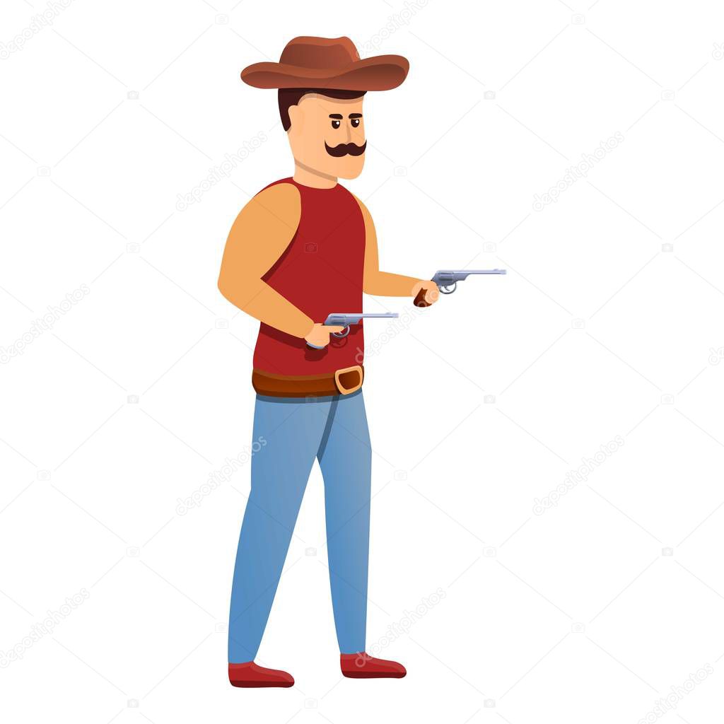 Cowboy with mustache icon, cartoon style