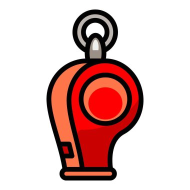 Red whistle icon, outline style vector
