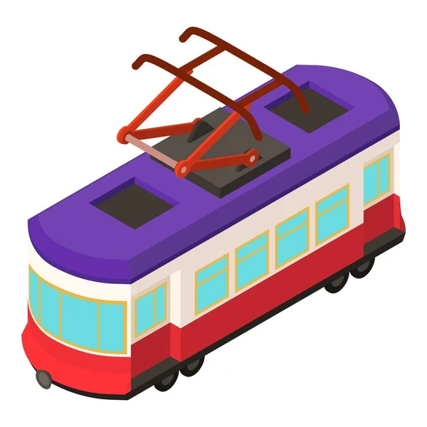 City tram car icon, isometric style — Stock Vector