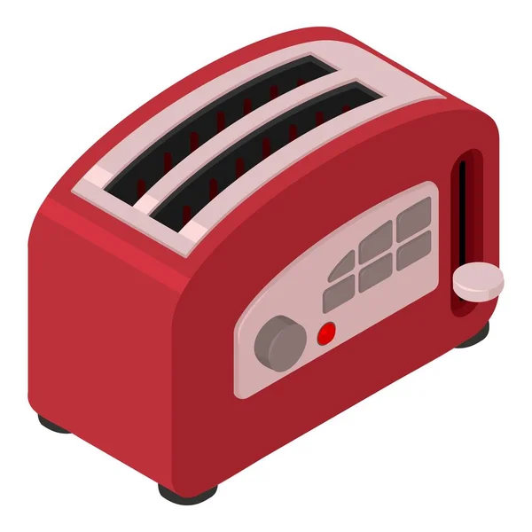 Icono de tostadora roja, estilo isométrico — Vector de stock