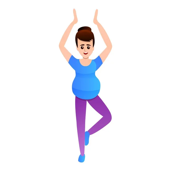 Ragazza incinta facendo icona di yoga, stile cartone animato — Vettoriale Stock