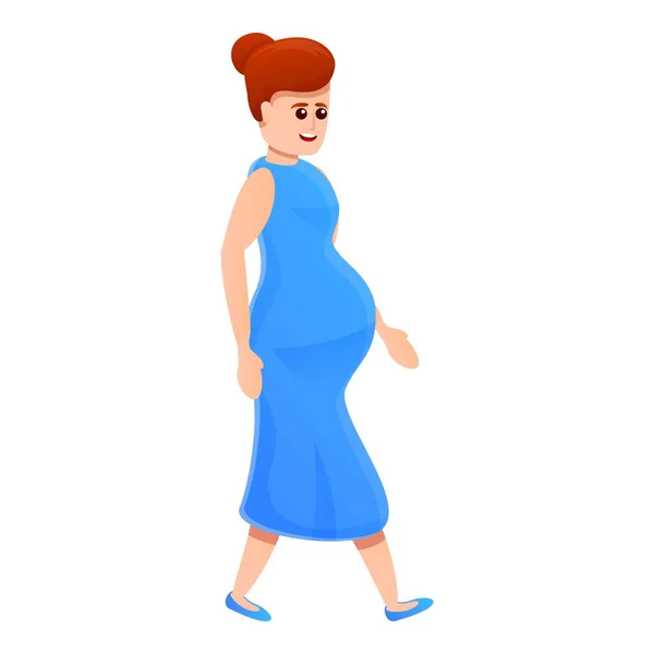 Pregnant girl walking icon, cartoon style — Stock Vector