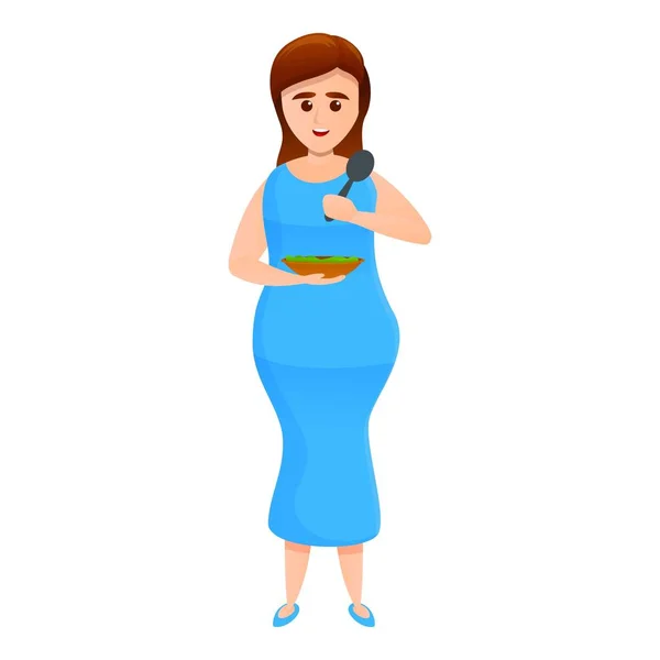 Chica embarazada con un icono de placa, estilo de dibujos animados — Vector de stock