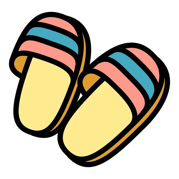 Home slippers icon, outline style — Stock Vector