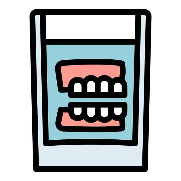 False jaw in glass icon, outline style — Stock Vector