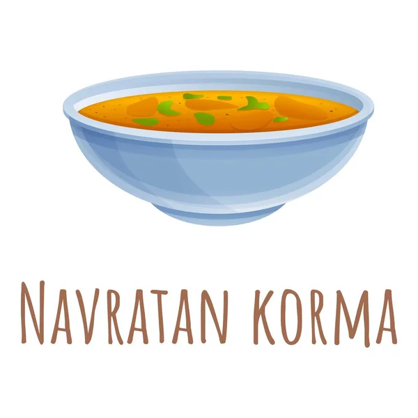 Icône Navratan korma, style dessin animé — Image vectorielle