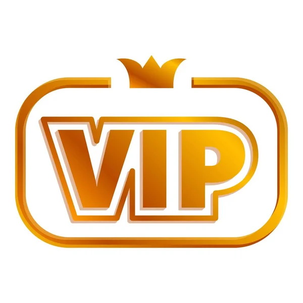 VIP-надпись с иконой короны, стиль мультфильма — стоковый вектор