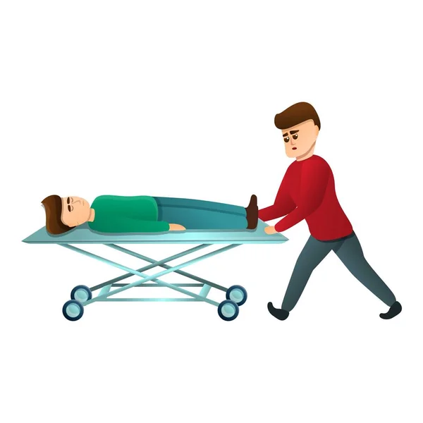 Hospital cart bed icon, cartoon style — Stock Vector