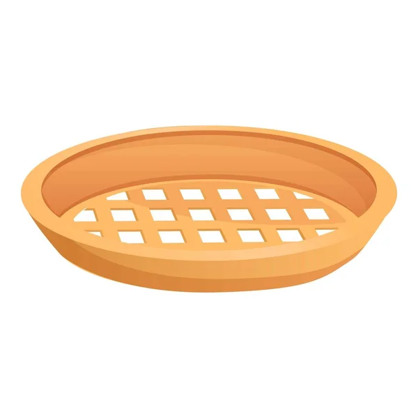 Wood sieve plate icon, cartoon style — 스톡 벡터