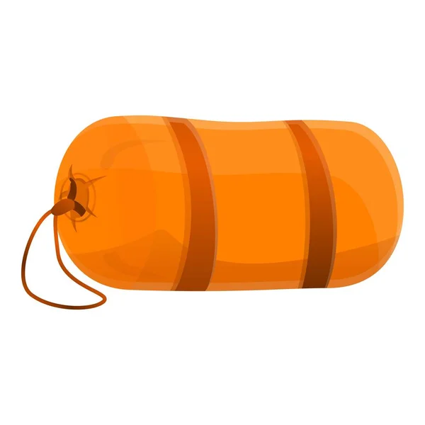 Camping icono del saco de dormir, estilo de dibujos animados — Vector de stock