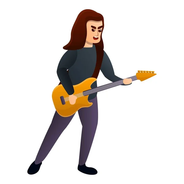 Electronic guitar singer icon, cartoon style — 스톡 벡터