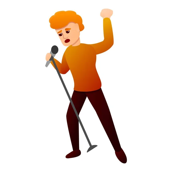 Red hair singer icon, cartoon style — Stock Vector