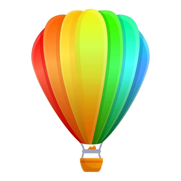 Icono del globo aerostático del arco iris, estilo de dibujos animados — Archivo Imágenes Vectoriales