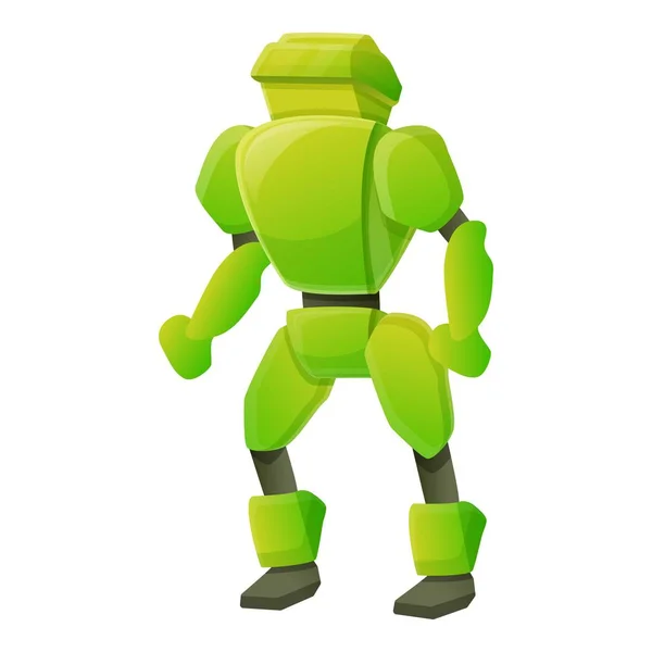 Groene robot pictogram, cartoon stijl — Stockvector