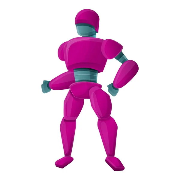 Pink robot icon, cartoon style — Stock Vector