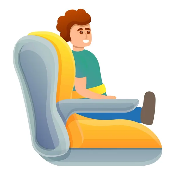 Boy in car seat icon, cartoon style — 스톡 벡터