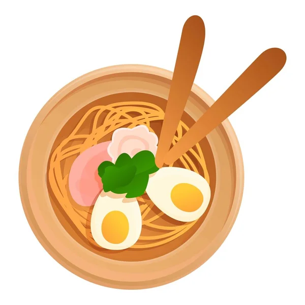 Top view ramen icon, cartoon style — Stock Vector