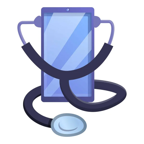 Phone stethoscope icon, cartoon style — Stock Vector
