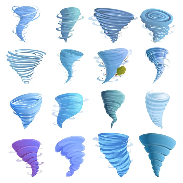 Tornado icons set, cartoon style — 스톡 벡터