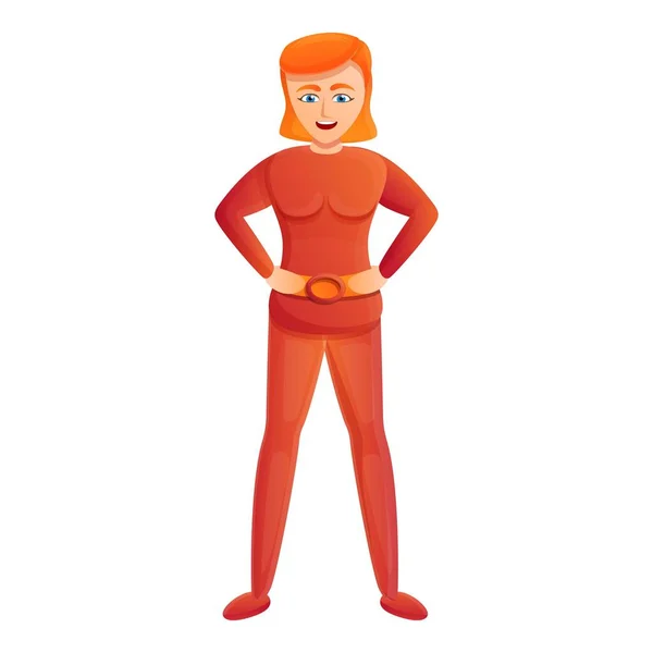 Pelo rojo super mujer icono, estilo de dibujos animados — Archivo Imágenes Vectoriales