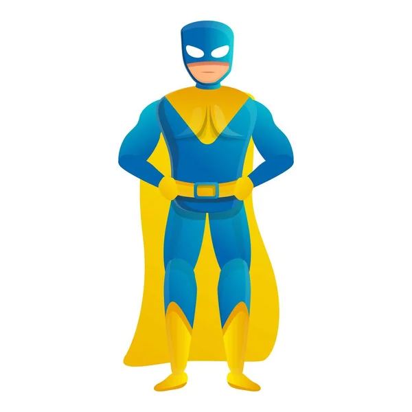 Icono de superhéroe amarillo azul, estilo de dibujos animados — Archivo Imágenes Vectoriales