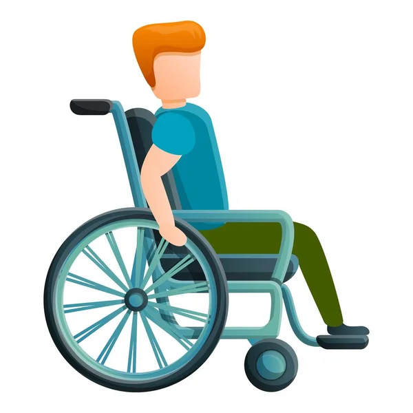 Chlapec invalidní vozík ikona, kreslený styl — Stockový vektor