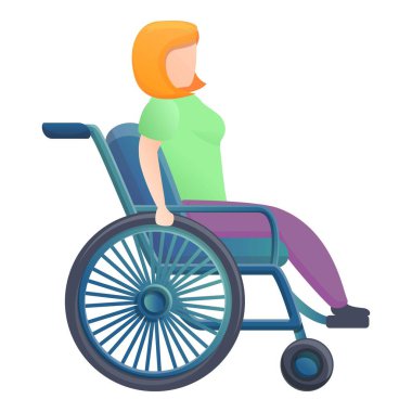 Tekerlekli sandalyedeki kız, çizgi film tarzı.
